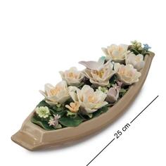 Фигурка декоративная Pavone, Лодка с цветами, 25 см, кремовый