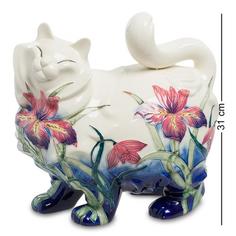 Фигурка декоративная Pavone, Кошка, 31 см, белый, с цветочным узором