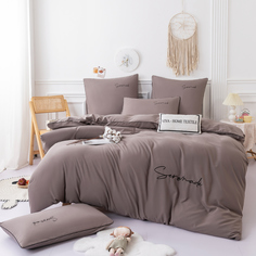 Комплект постельного белья Ситрейд Однотонный Вышивка CH036 (2 спальный 4 Наволочки)