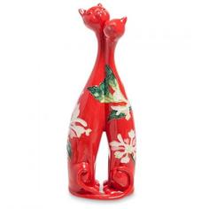 Ваза декоративная Pavone, Парочка кошек, 9,5x6,5x25 см, красный