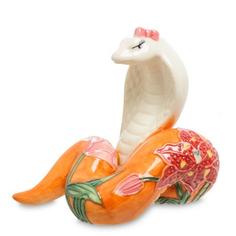 Фигурка декоративная Pavone, Змея, 10*4,5*11 см, оранжевый