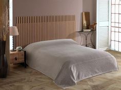 Плед из хлопка махровый KARVEN P958 ROSE V5 серо-бежевый 160х220