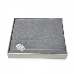 Плед из хлопка махровый KARVEN P958 ROSE V7 светло-серый 160х220