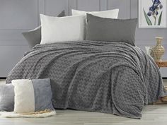 Плед из полиэстера KARVEN SUPER SOFT P944 BENZIA темно-серый 200х220