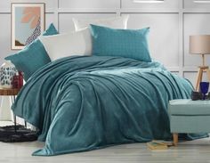 Плед из полиэстера KARVEN SUPER SOFT P941 VIGAN морская волна 160х220