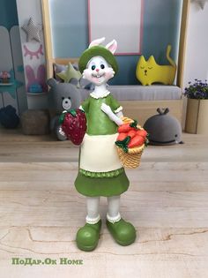 Статуэтка Подар.Ок Home интерьерная Заяц девочка с клубникой