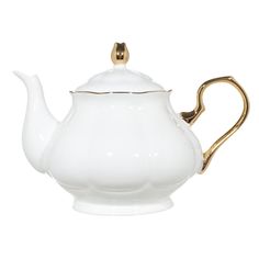 Чайник заварочный, 850 мл, фарфор F, бело-золотистый, Premium Gold Kuchenland