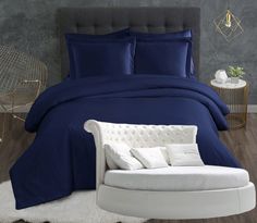 Простыня Maktex круглая из сатина на резинке 220x220x40 ночная синева