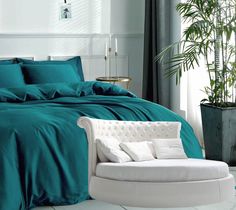 Простыня Maktex круглая из сатина на резинке 200x200x20 сияющая бирюза