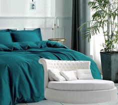 Простыня Maktex круглая из сатина на резинке 230x230x30 сияющая бирюза
