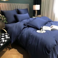 Простыня Maktex из сатина на резинке 200x220x40 бриллиантово-синий