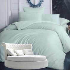 Простыня Maktex круглая из сатина на резинке 200x200x30 мятный панг