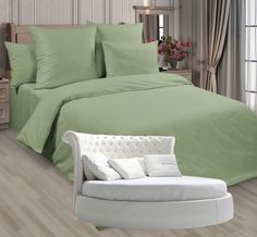 Простыня Maktex круглая из сатина на резинке 230x230x20 римская спаржа