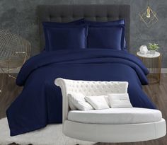 Простыня Maktex круглая из сатина на резинке 210x210x40 ночная синева