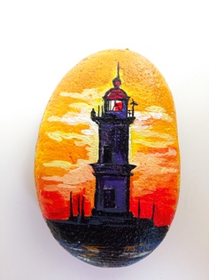 Картина на камне ART-WORKS-DV с ручной росписью Токаревский маяк камень 6 см