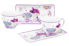 Набор 2-х чашек 250 мл с блюдцами для десерта 20,5х10,5х2 см Elan Gallery Лаванда