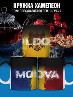 Кружка с флагом Молдова, хамелеон No Brand