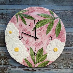 Настенные часы ручной работы Irina Volvach Art Ceramics "Пионы"