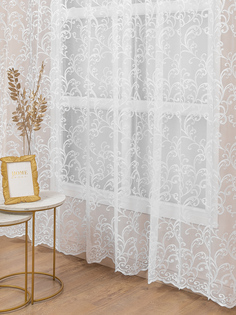 Тюль вуаль 300х270 Amore Mio H 4002 готовый на шторной ленте жаккардовый белый