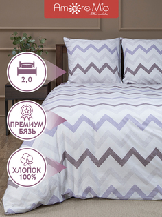 Комплект постельного белья Amore Mio Eco cotton 2 спальный бязь зигзаг бежевый