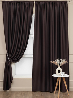 Комплект штор 150х270 Amore Mio Блэкаут шторы на шторной ленте венге однотонные 2 шт