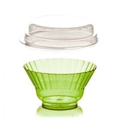 Креманка пластиковая Ондулина зеленая 250мл 100шт с крышкой с кристаллическим эффектом No Brand
