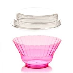Креманка пластиковая Ондулина розовая, 250мл, 50шт с крышкой с кристаллическим эффектом No Brand