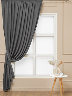 Штора Amore Mi, вельвет канвас на шторной ленте готовая плотная 200х270 серый 1шт