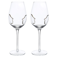 Бокал для вина, 430 мл, 2 шт, стекло, золотистый, Лица, Face Kuchenland