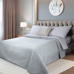 Покрывало, 220х240 см, стеганое, вельвет, синее, Ракушки, Bordo, Stitch velvet Kuchenland
