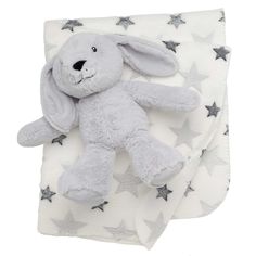Плед с игрушкой, 75х90 см, флис/плюш, серый, Зайка, Rabbit Kuchenland