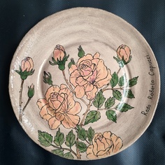 Тарелка ручной работы Irina Volvach Art Ceramics "Rosa Roberto Capucci"