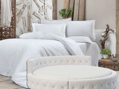 Простыня Maktex круглая из страйп сатина на резинке 240x240x20 Белый Люкс 3х3