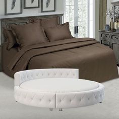 Простыня Maktex круглая из страйп-сатина на резинке 210x210x20 Папирус темный 1х1