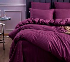 Пододеяльник Maktex из страйп-сатина 220 х 240 Амарант 1х1
