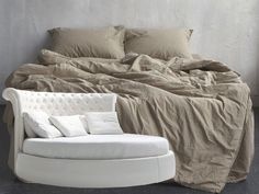 Простыня Maktex круглая из варёного хлопка на резинке 200x200x30 Какао с молоком