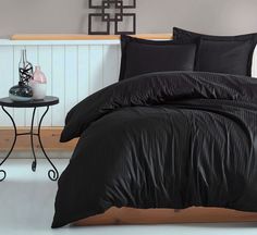 Пододеяльник Maktex из тенселя 175 х 215 60S Чёрный Страйп 1х1