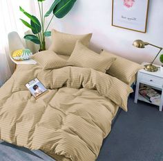 Простыня Maktex из страйп-сатина на резинке 120x200x40 Золотистая ваниль 1х1