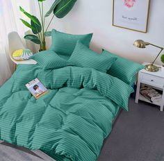 Простыня Maktex из страйп-сатина на резинке 200x220x30 Лагуна 1х1