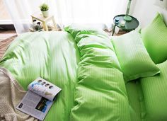 Пододеяльник Maktex из страйп-сатина 220 х 240 Шартрез 3х3