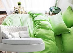 Простыня Maktex круглая из страйп-сатина на резинке 220x220x20 Шартрез 3х3