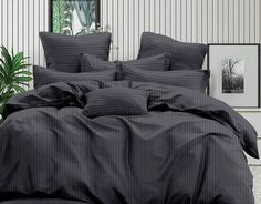 Простыня Maktex из страйп-сатина на резинке 80x200x20 Углерод 1х1