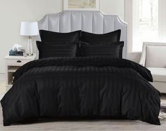 Пододеяльник Maktex из страйп-сатина 240 х 260 Черный янтарь 3х3