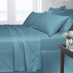 Простыня Maktex из страйп-сатина 260x260 Волны океана 1х1