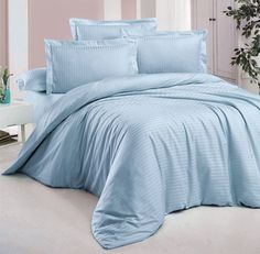 Пододеяльник Maktex из страйп-сатина 175 х 215 Аквамарин 1х1