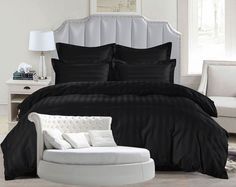Простыня Maktex круглая из страйп-сатина на резинке 210x210x30 Черный янтарь 3х3