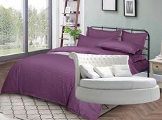 Простыня Maktex круглая из страйп-сатина на резинке 220x220x20 Ежевика 1х1