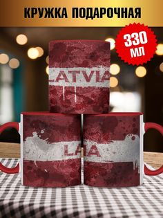 Кружка с флагом Латвия, красный No Brand