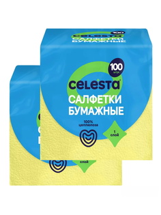 Бумажные салфетки Celesta желтые 24 х 24 см, 2 упаковки по 100 шт