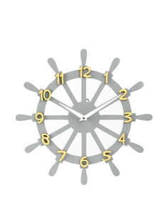 Настенные деревянные часы, Neprostochasy, Штурвал серые 40х40 см